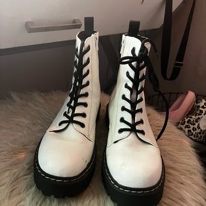 White combat boots